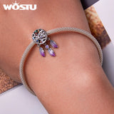 925 Silver Rainbow Tree Charm Dream Catcher Bead Bracelet DIY Jewelry