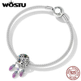 925 Silver Rainbow Tree Charm Dream Catcher Bead Bracelet DIY Jewelry