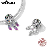 925 Silver Rainbow Tree Charm Dream Catcher Bead Bracelet DIY Jewelry