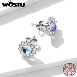 925 Silver Moonstone Sunflower Stud Earrings