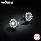 925 Silver Moonstone Sunflower Stud Earrings