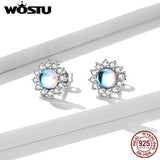 925 Silver Moonstone Sunflower Stud Earrings
