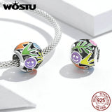 925 Silver Rainbow Smiles Grass Charm Bead Pendant Jewelry