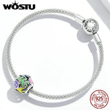 925 Silver Rainbow Smiles Grass Charm Bead Pendant Jewelry