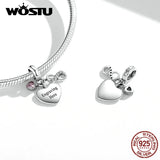 925 Silver Rainbow Heart Charm Bead Bracelet Necklace Valentine Gift