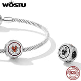 925 Silver Red Heart Charms Zircon Beads DIY Bracelet Bangle FNC620