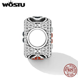 925 Silver Red Heart Charms Zircon Beads DIY Bracelet Bangle FNC620