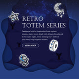925 Silver Retro Totem CZ Star Moon Bead Pendant