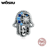 925 Silver Retro Totem CZ Star Moon Bead Pendant