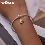 925 Silver Roller Skate Charm Bead Pendant Women Jewelry