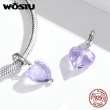 925 Sterling Silver Heart Beads Zircon Charm Bracelet Necklace Jewelry