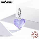 925 Sterling Silver Heart Beads Zircon Charm Bracelet Necklace Jewelry