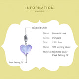 925 Sterling Silver Heart Beads Zircon Charm Bracelet Necklace Jewelry