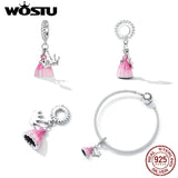 925 Silver Heart Princess Dress Charm Bead for Bracelet