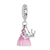 925 Silver Heart Princess Dress Charm Bead for Bracelet