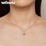 925 Silver Rose Footprint Heart Necklace for Mom
