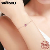 925 Silver Romantic Heart Chain Link Bracelet For Women