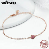 925 Silver Romantic Heart Chain Link Bracelet For Women