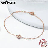 925 Silver Romantic Heart Chain Link Bracelet For Women