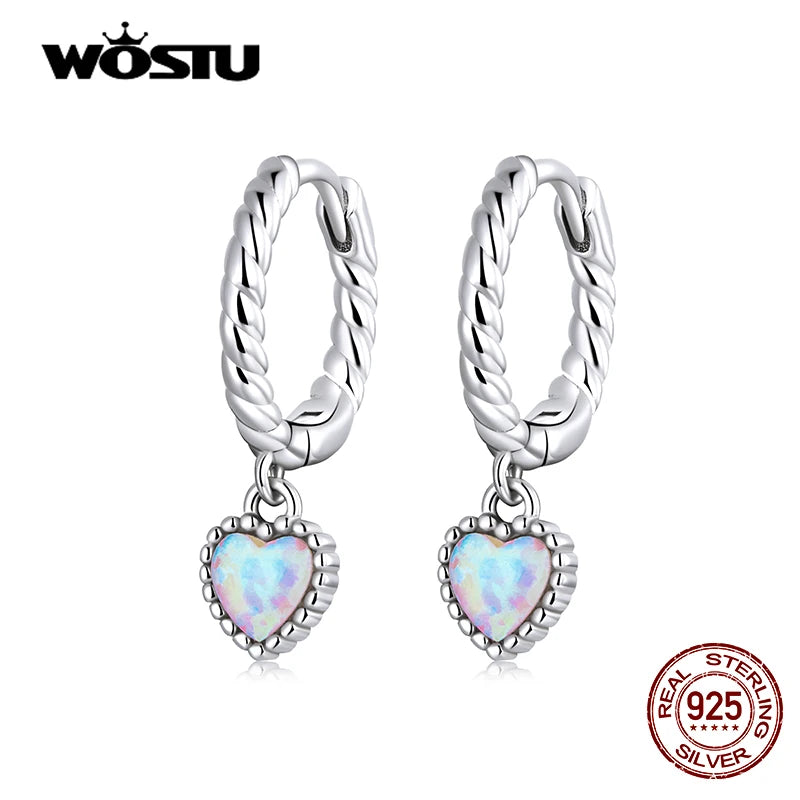 925 Silver Opal Heart Stud Earrings for Women CQE1385