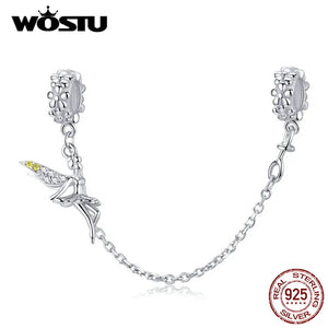 925 Silver Safety Chain Elf Fairy Angel Charms Bracelet & Bangle CQC1278