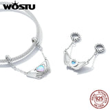 925 Silver Safety Chain Heart Opal Charms Beads Fit Bracelet