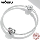 925 Sterling Silver Sakura Love Zircon Charms Bead Pendant Bracelet Necklace