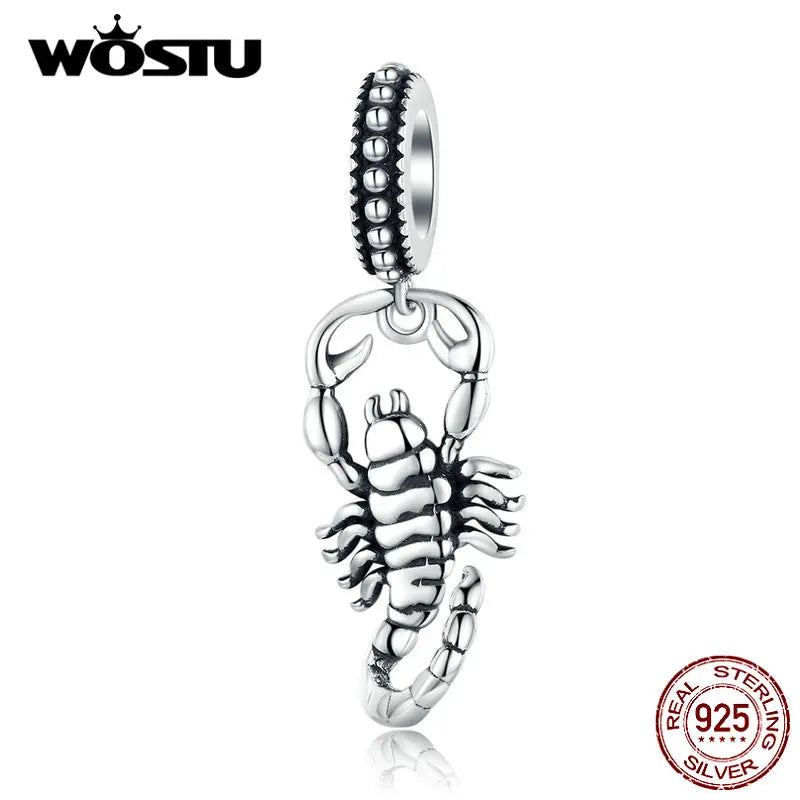 925 Silver Scorpio Constellation Pendant Bead Charm DIY Jewelry
