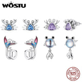 925 Silver Crab Mermaid Tail Goldfish Stud Earrings for Women