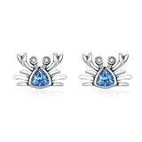925 Silver Crab Mermaid Tail Goldfish Stud Earrings for Women