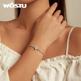 925 Silver Zircon Bracelet Bangle Heart Stone Jewelry