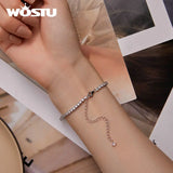 925 Silver Zircon Bracelet Bangle Heart Stone Jewelry