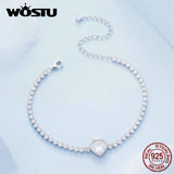 925 Silver Zircon Bracelet Bangle Heart Stone Jewelry