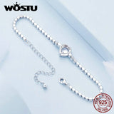 925 Silver Zircon Bracelet Bangle Heart Stone Jewelry