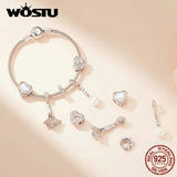 925 Silver Heart Bead & Glass Charm for Women