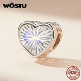 925 Silver Heart Bead & Glass Charm for Women