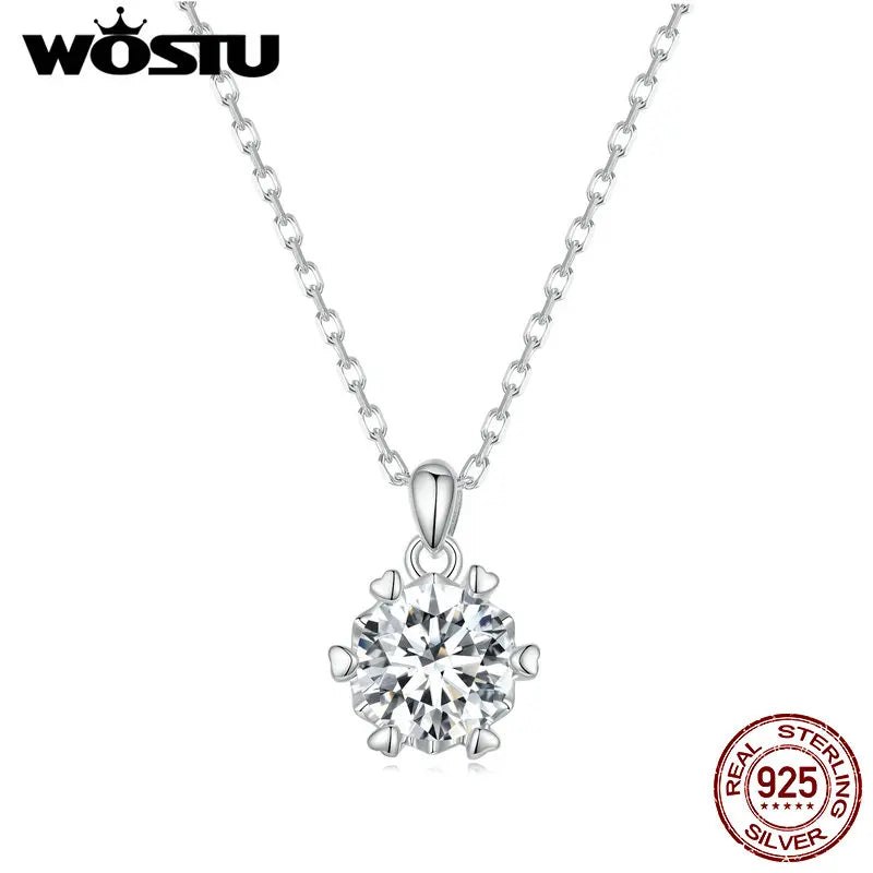 925 Silver Moissanite Necklace 1.0CT Hearts Arrows Chain Gift