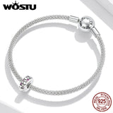 925 Silver Heart Charms CZ Bead Women DIY Bracelet Jewelry