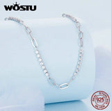 925 Silver Square Zircon Necklace for Wedding