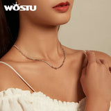 925 Silver Square Zircon Necklace for Wedding