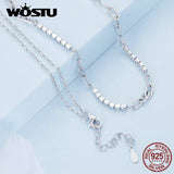 925 Silver Square Zircon Necklace for Wedding