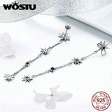 925 Silver Star Long Earrings CZ Dangle Earrings Women Silver 925 Jewelry