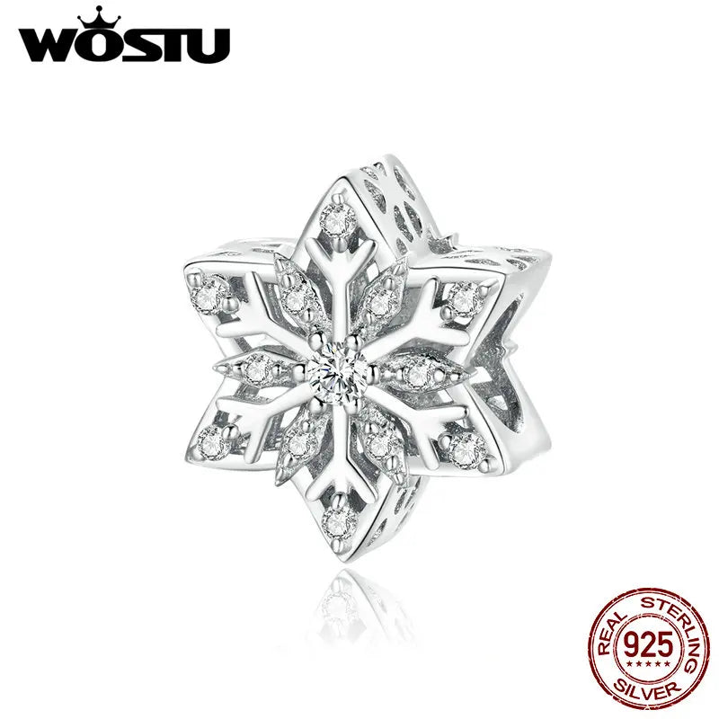 925 Silver Snowflakes Zircon Charm Pendant - CTC368