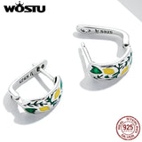 925 Silver Lemon Leaf Stud Earrings Women Party Jewelry
