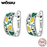 925 Silver Lemon Leaf Stud Earrings Women Party Jewelry