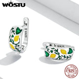 925 Silver Lemon Leaf Stud Earrings Women Party Jewelry