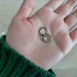 925 Sterling Silver Green Bamboo Ear Buckles Stud Earrings For Women