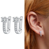 925 Silver Round Beads Zircon Star Ear Studs