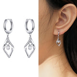 925 Silver Round Beads Zircon Star Ear Studs