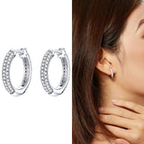 925 Silver Round Beads Zircon Star Ear Studs